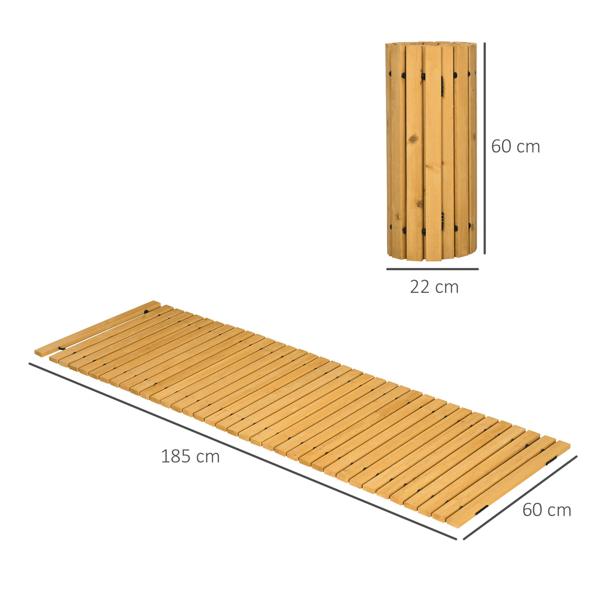 Allée chemin de jardin en lattes de bois enroulable - bois massif de pin 185 x 60 cm-2