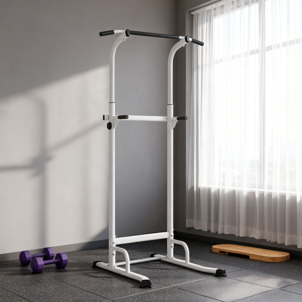 Power tower dip barre de traction autoportante réglable en hauteur cadre acier 91,5 x 97,5 x 176,5-227 cm pour la maison-1