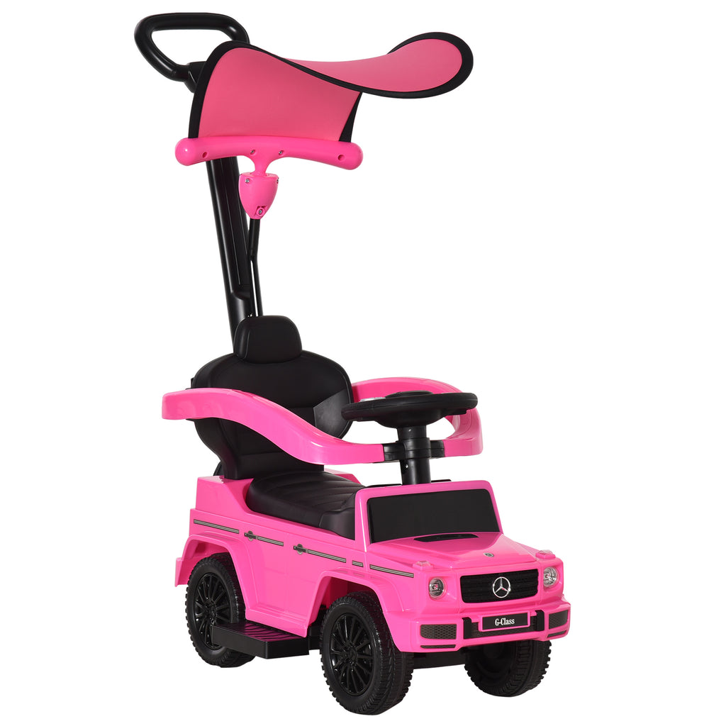 Porteur Enfants Voiture Enfant Multi-équipée 12-36 Mois klaxon Marche-Pieds, Garde-Corps et ombrelle Rose-0