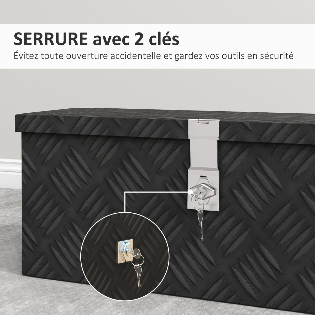 Boîte de rangement - boîte à outils en aluminium -  alu. verrouillage clé - dim. 50L x 15,5l x 20,5H cm-4