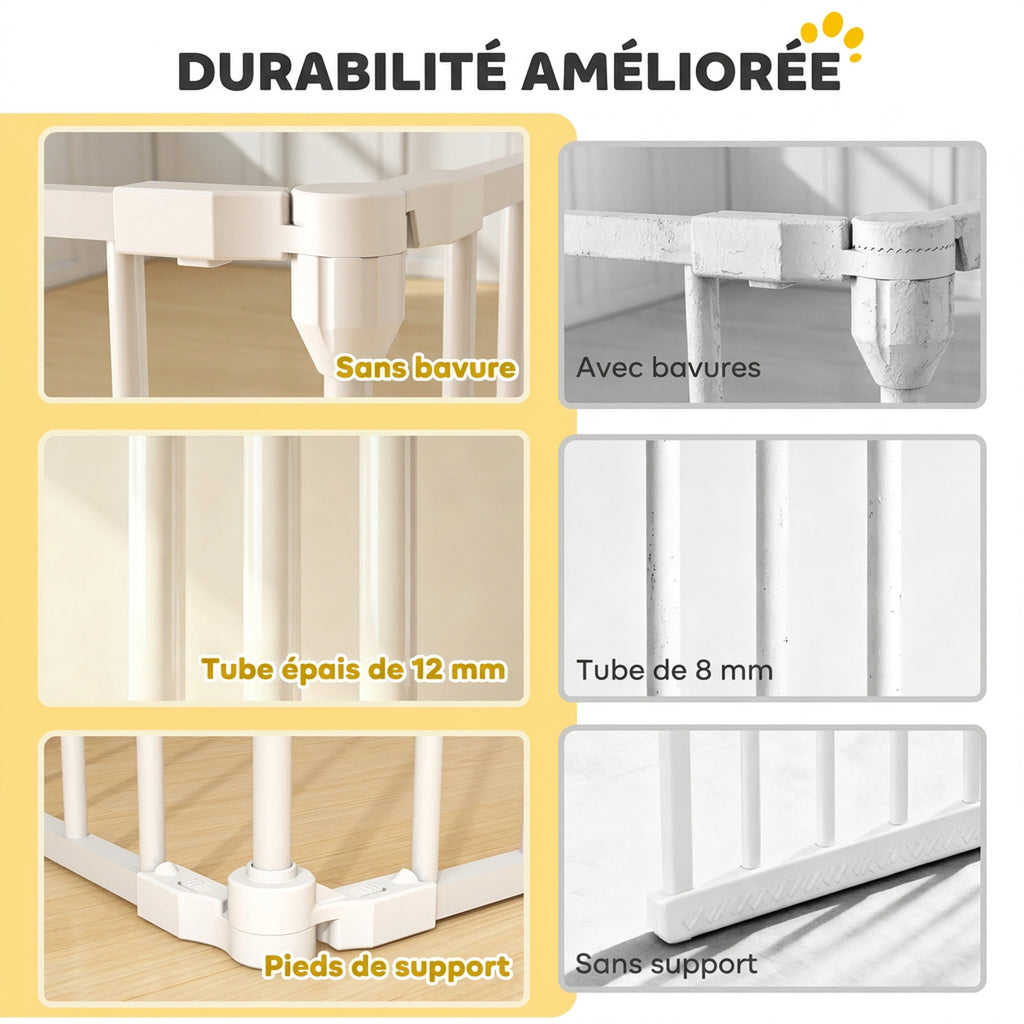 Barrière de sécurité en métal parc enclos pliable et modulable pour chien et enfant 10 panneaux 61 x 75 cm blanc-4