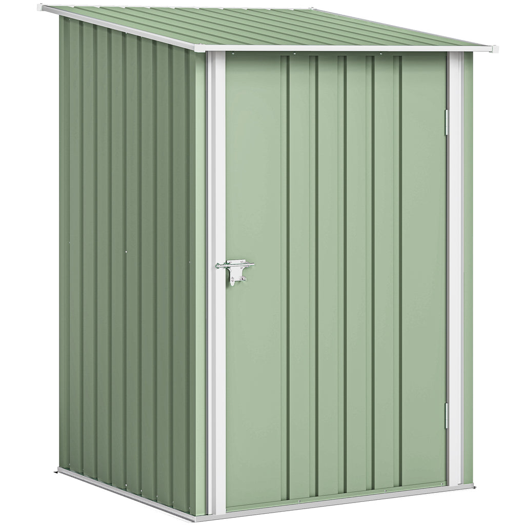 Abri de Jardin en Métal 1m², Tôle Ondulée, Toit Incliné, Porte Verrouillable, 100x103x160cm, Vert Clair-0