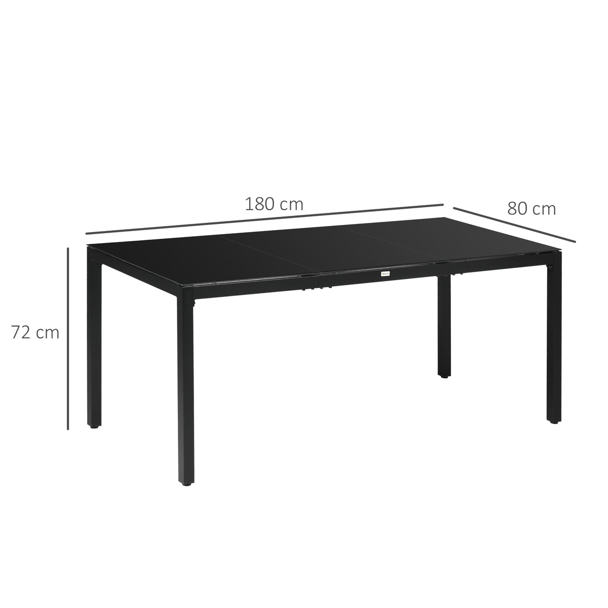 Table de jardin rectangulaire pour 8 personnes avec plateau en verre trempé et cadre en aluminium noir-2