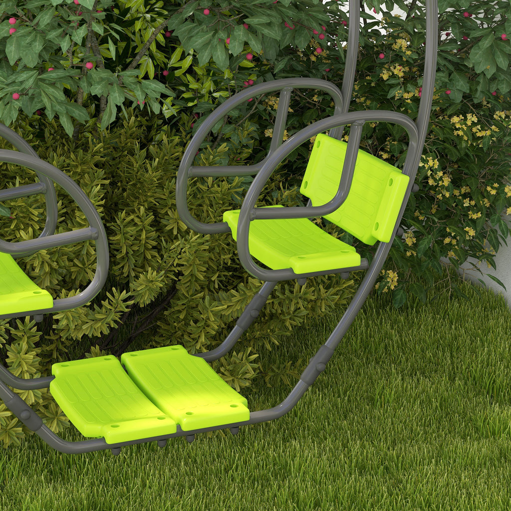 Balançoire pour enfants structure en métal avec poignée pour 2 enfants de 3 à 6 ans 110,5 x 40,5 x 180 cm vert-8