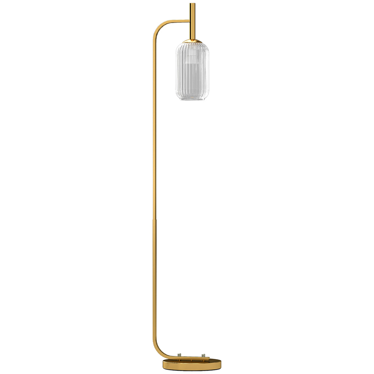 Lampadaire sur pied salon lampe sur pied avec abat-jour en verre texturé interrupteur à pied 29 x 25 x 152 cm métal or-0