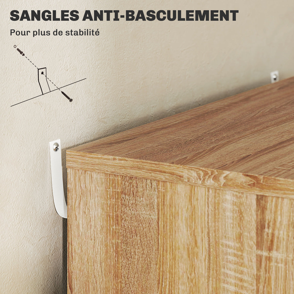 Caisson bureau mobile, meuble rangement bureau sur roulettes, 5 tiroirs, 47,5 x 39,5 x 67,5 cm, blanc et chêne-6