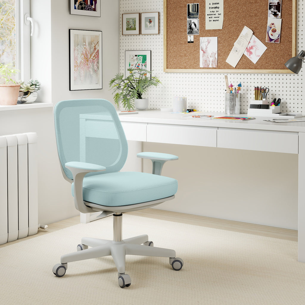 Fauteuil de bureau, chaise de bureau ergonomique en maille, hauteur réglable, 55x48x82,5-94,5cm, vert-7
