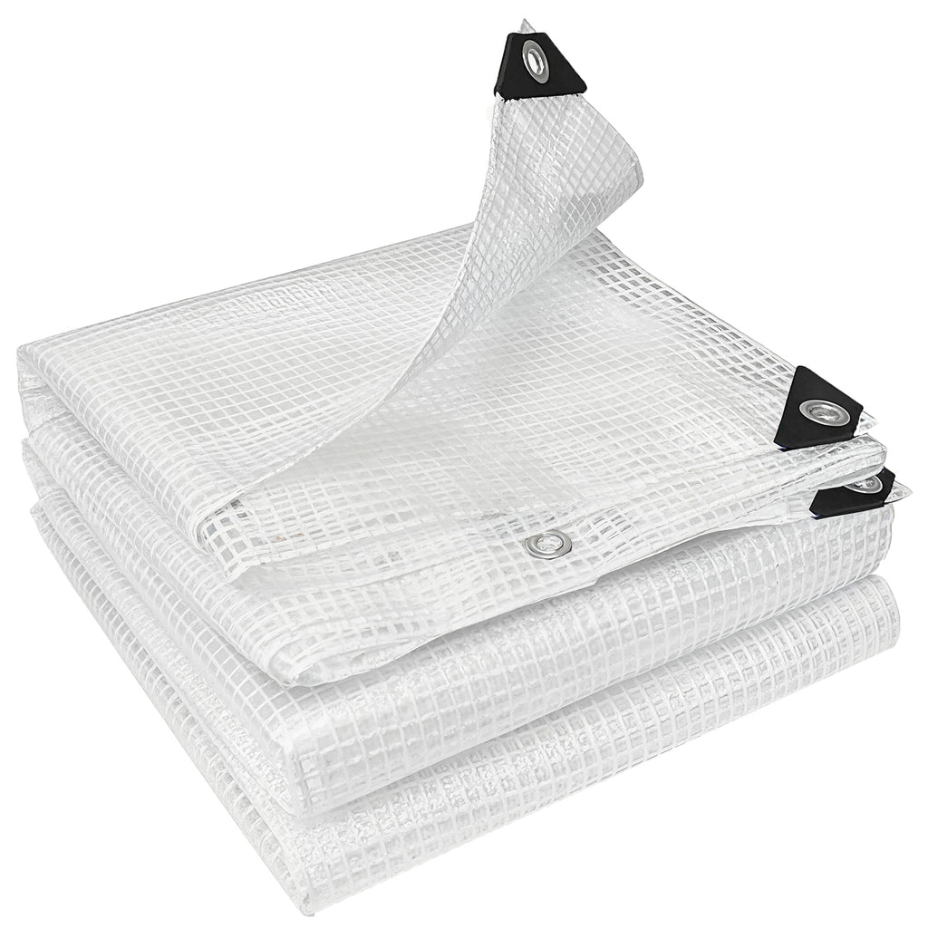 Bâche de Protection 6x4 m en PE 140 g/m² avec 20 Œillets Renforcés, Bâche Imperméable Anti-UV pour Jardin Piscine, Blanc-0