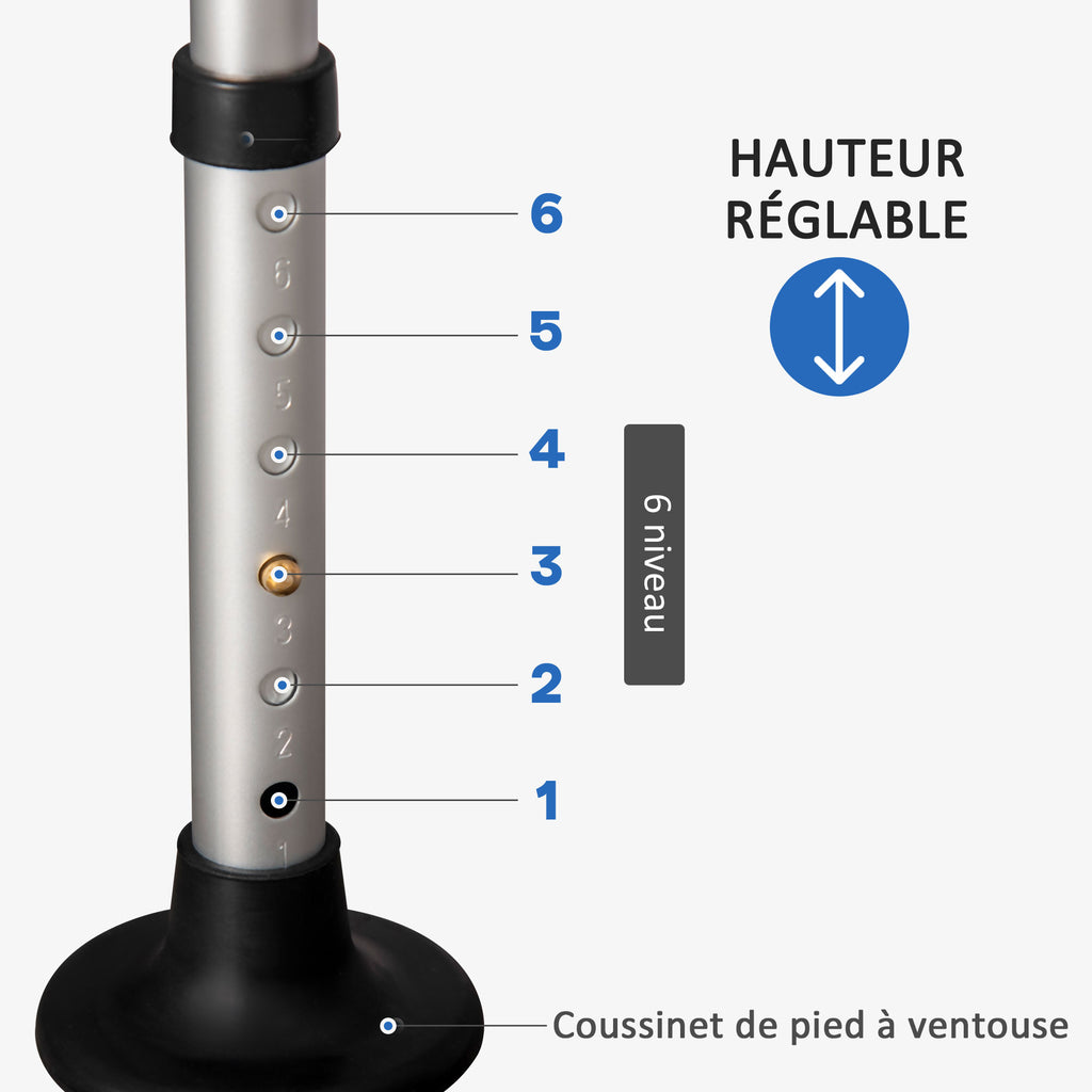 Chaise de douche, tabouret de douche réglable en hauteur avec dossier et accoudoirs rabattables, assise U, pieds antidérapants à ventouses, pour personnes âgées et handicapées, alu HDPE, blanc-6