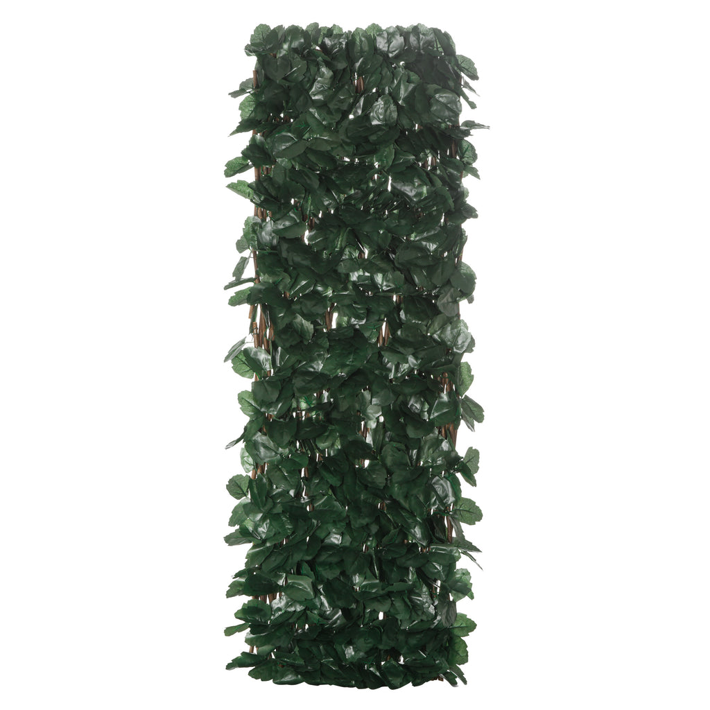 Haie artificielle feuilles murale brise-vue 2 panneaux longueur ajustable 295 x 70 cm treillis extensible en PE vert-8