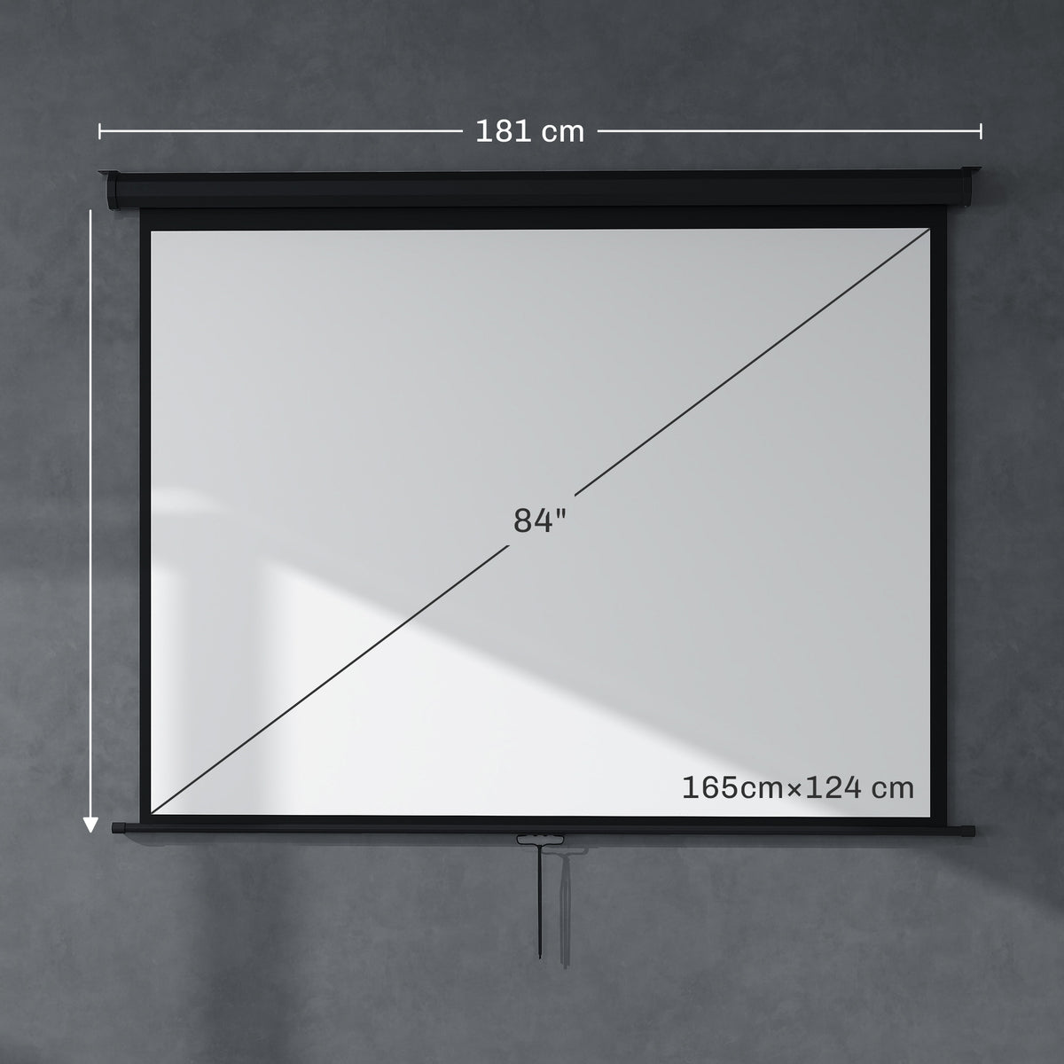 Écran de projection de 84 pouces, écran vidéoprojecteur, 4:3 4K HD, fixation mur ou plafond, 181l x 8P x 138H cm, noir-2