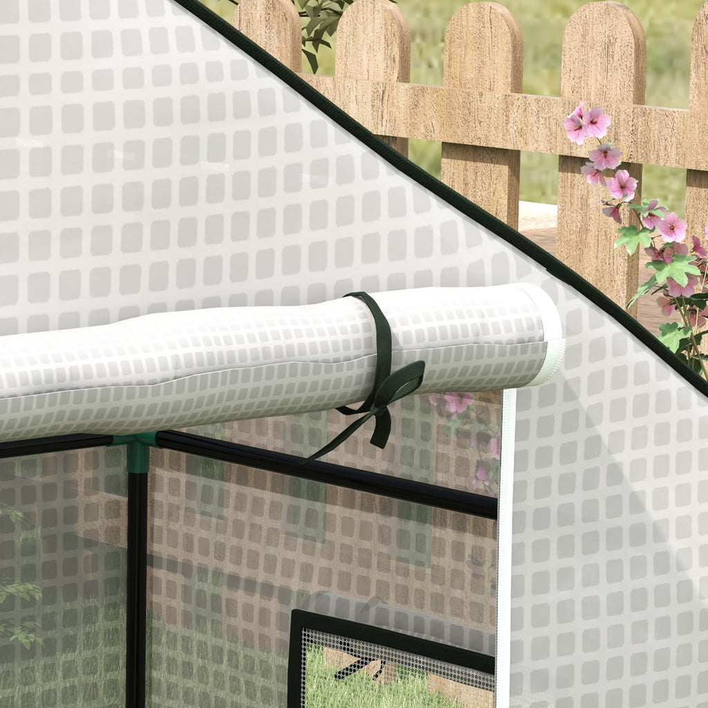 Bâche de remplacement pour serre de jardin 140 x 73 x 190 cm avec fenêtre, porte anti-UV pour le jardin - Blanc-7