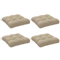 Lot de 4 coussins de chaise de jardin, coussins extérieurs capitonné, rembourrage 10 cm avec attaches, 48 x 48 cm kaki-0