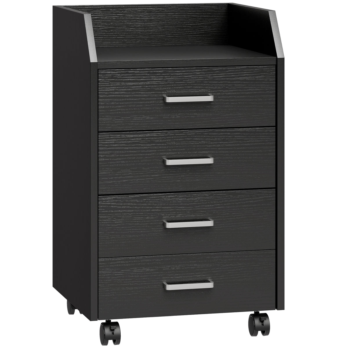 Caisson de bureau rangement sur roulettes 4 tiroirs coulissants en bois  40 x 36 x 65 cm noir-0