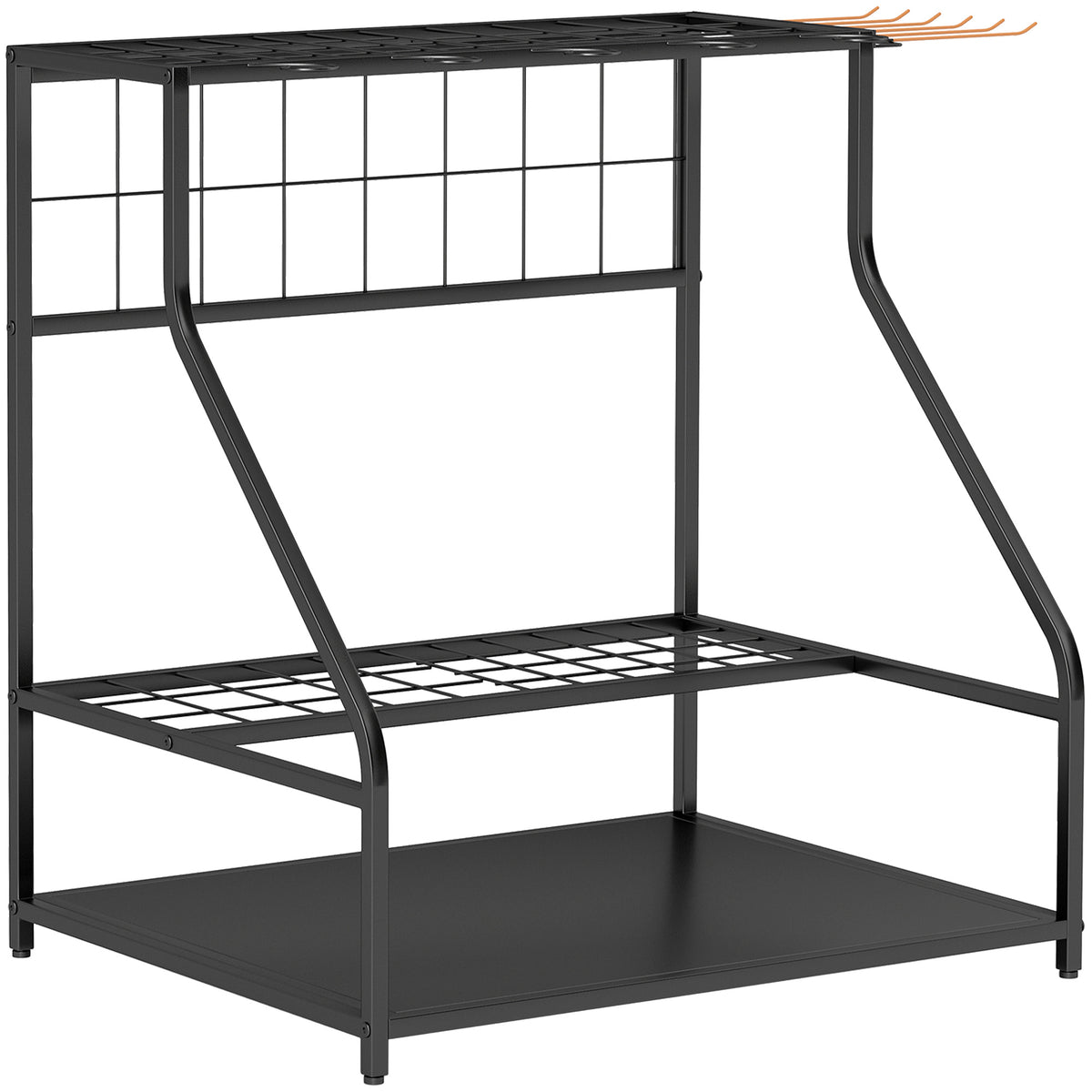 Organiseur d'outils de jardin avec crochets porte-outils de garage à 3 niveaux 84 x 53 x 73 cm orange-0
