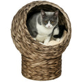 Panier lit surélevé pour chat, niche grotte cosy grand confort, dim. 40L x 37l x 51H cm coussin moelleux beige inclus-0