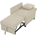 Fauteuil Convertible 1 Place, Fauteuil-Lit Clic-Clac 4 en 1 Rembourré en Chenille, Dossier Réglable, Assise Large, Beige-0