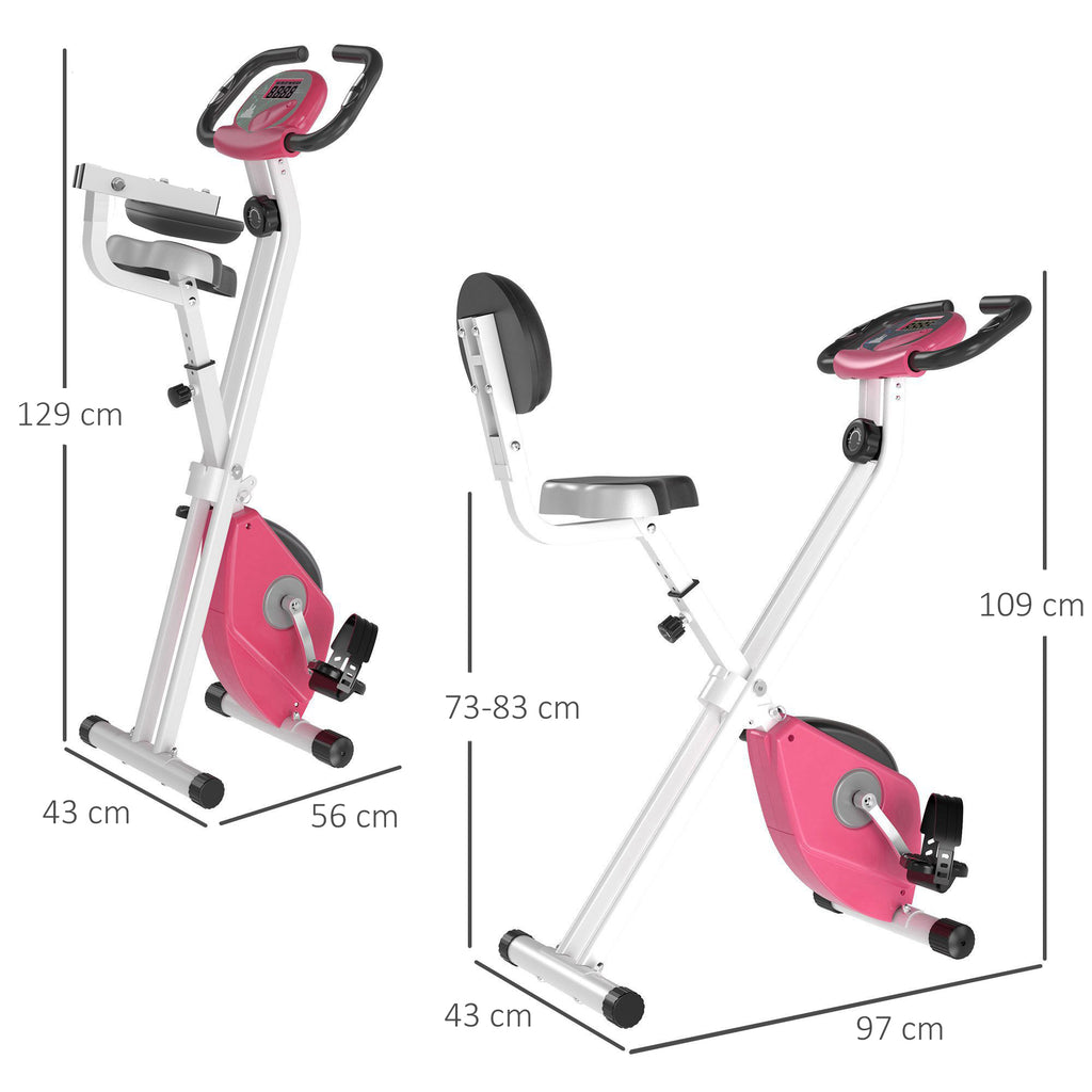 Vélo d'Appartement Pliable Magnétique Cardio-training - Sport Maison avec 8 Niveaux de Résistance et Roulettes - Silencieux Home Trainer avec Capteur de Pouls pour Fitness Homme et Femme, Rose-2