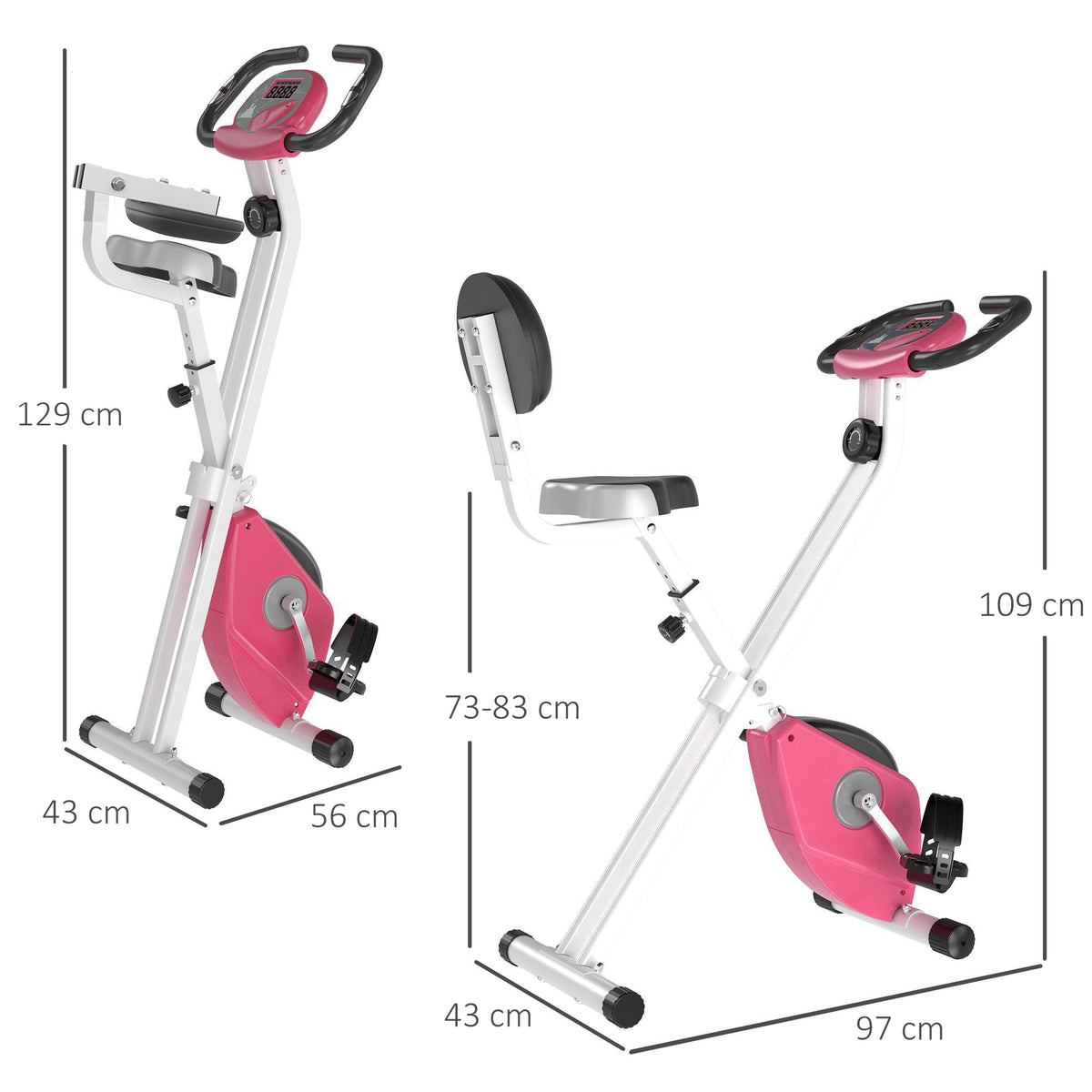 Vélo d'Appartement Pliable Magnétique Cardio-training - Sport Maison avec 8 Niveaux de Résistance et Roulettes - Silencieux Home Trainer avec Capteur de Pouls pour Fitness Homme et Femme, Rose-2