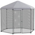 Enclos poulailler extérieur 5 m² parc grillagé dim. 2,8L x 2,45l x 2,46H - espace couvert - 5/8 poules-0