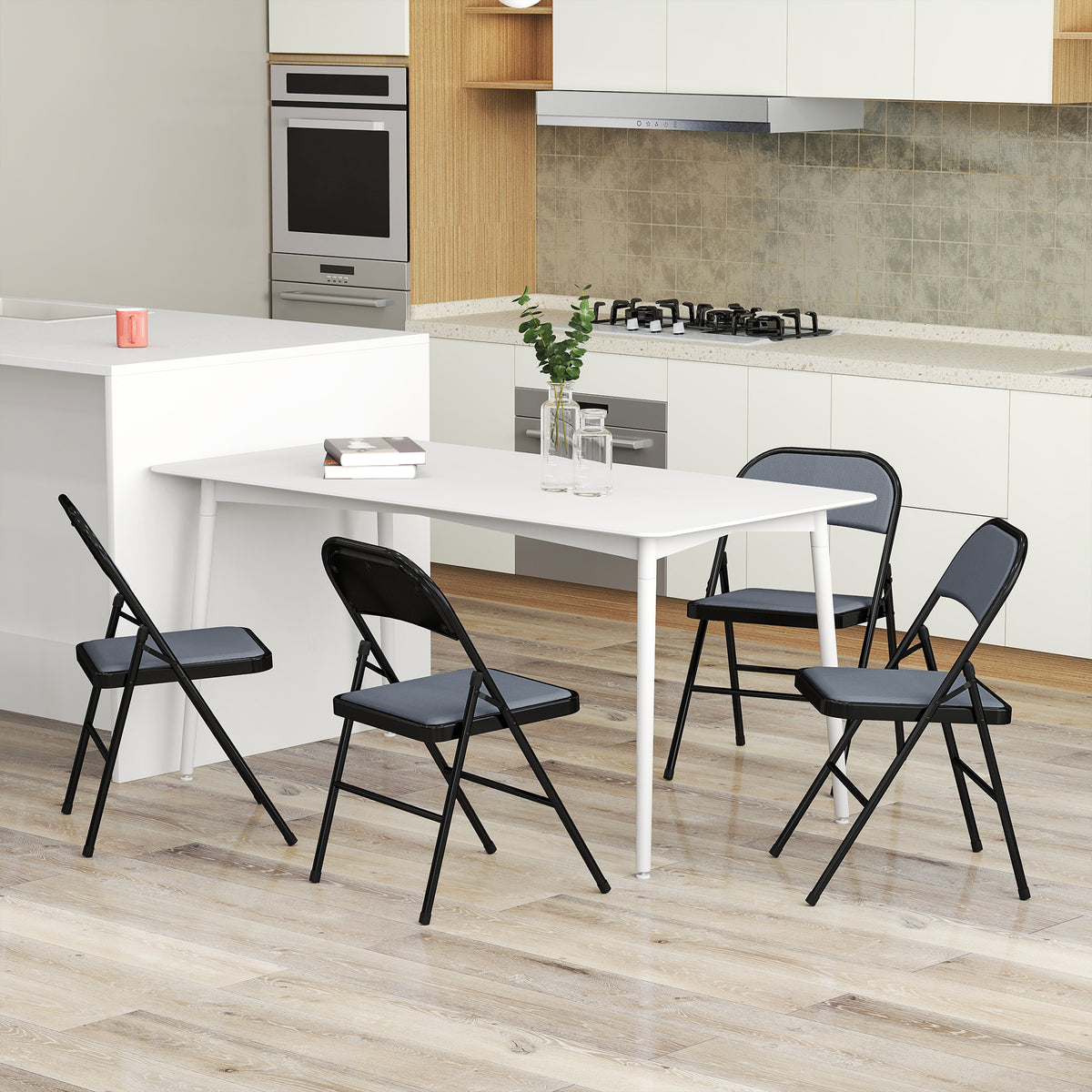 Lot de 4 chaises pliantes chaises de salle à manger portables cadre en acier 45 x 46 x 78 cm gris-9