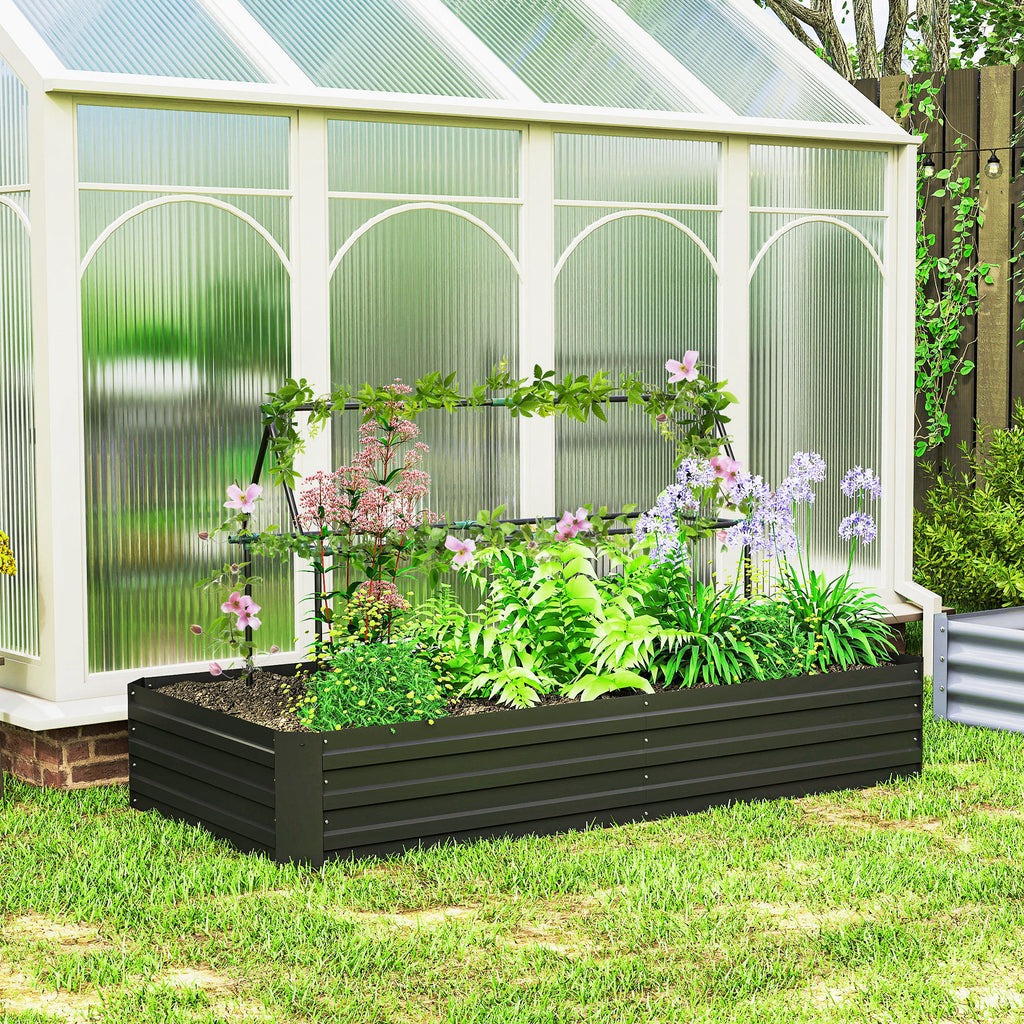Carré potager jardinière rectangulaire en acier galvanisé tuteurs pour tomates et plantes grimpantes 180 x 90 x 29,5 cm-9