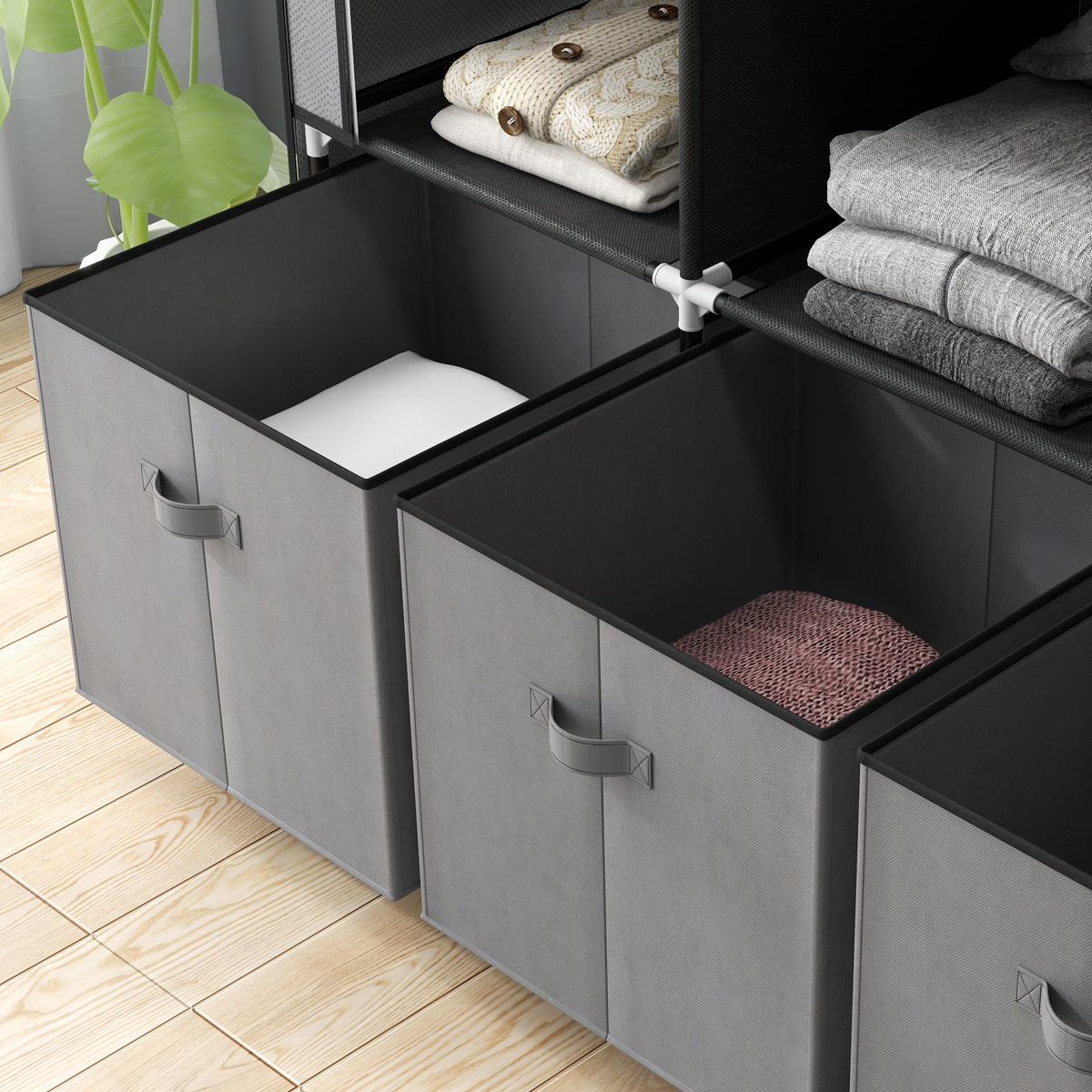 Armoire de rangement en tissu pliable avec 5 étagères, 2 tringles et 3 tiroirs en tissu 125L x 43l x 162.5H cm-9