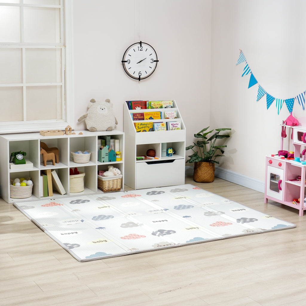 Tapis de jeu pour bébé pliable et réversible, tapis de sol en mousse épais, 200 x 180 x 1,5 cm, multicolore-9