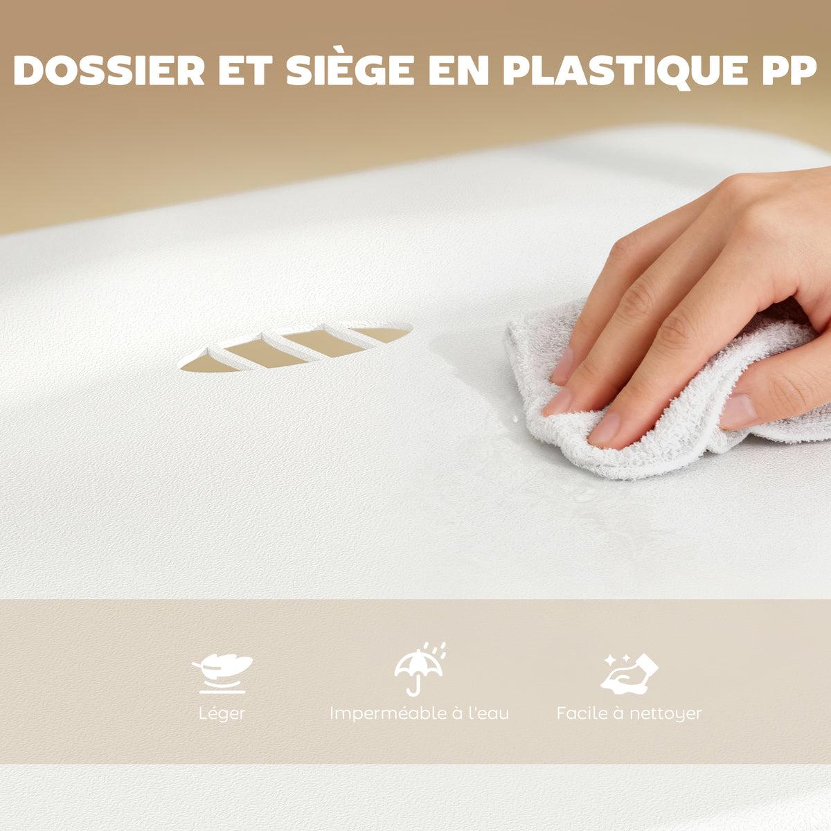 Lot de 6 chaises pliantes portables en plastique et acier, dossier incurvé, assise concave, 48,5 x 47 x 75 cm, blanc-4