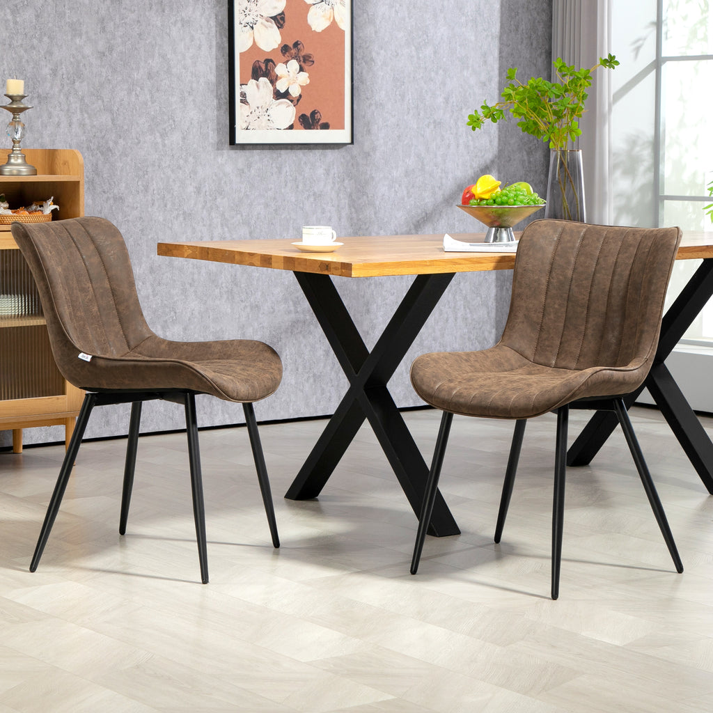 Lot de 2 chaises de salle à manger design moderne et capitonné pour salon, salle à manger, chambre à coucher, marron-9