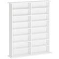 Rangements pour CD et DVD avec 16 compartiments et 12 étagères réglables, capacité max. 720 CD/396 DVD et Blu-ray, blanc-0