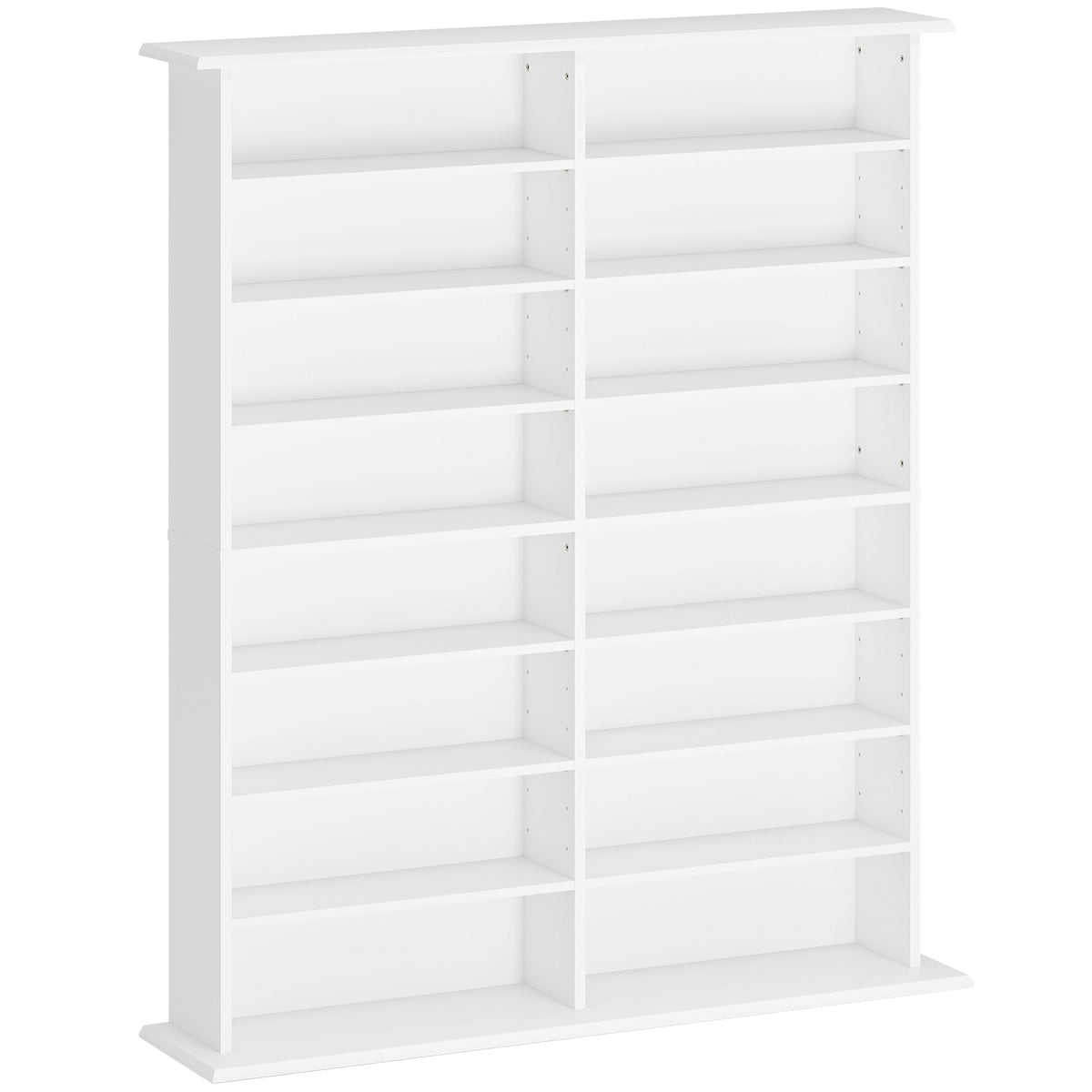 Rangements pour CD et DVD avec 16 compartiments et 12 étagères réglables, capacité max. 720 CD/396 DVD et Blu-ray, blanc-0