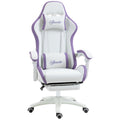 Chaise gaming fauteuil gaming ergonomique avec dossier inclinable à 135° et soutien lombaire, 65 x 65 x 121-129 cm blanc-0