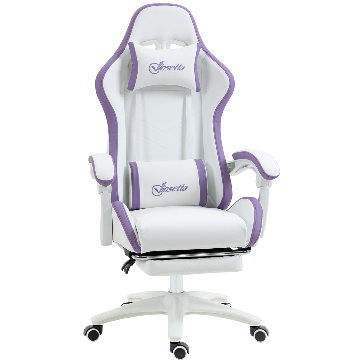 Chaise gaming fauteuil gaming ergonomique avec dossier inclinable à 135° et soutien lombaire, 65 x 65 x 121-129 cm blanc-0