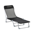 Bain de soleil transat chaise longue inclinable pliable avec oreiller dossier réglable sur 5 niveaux noir-0
