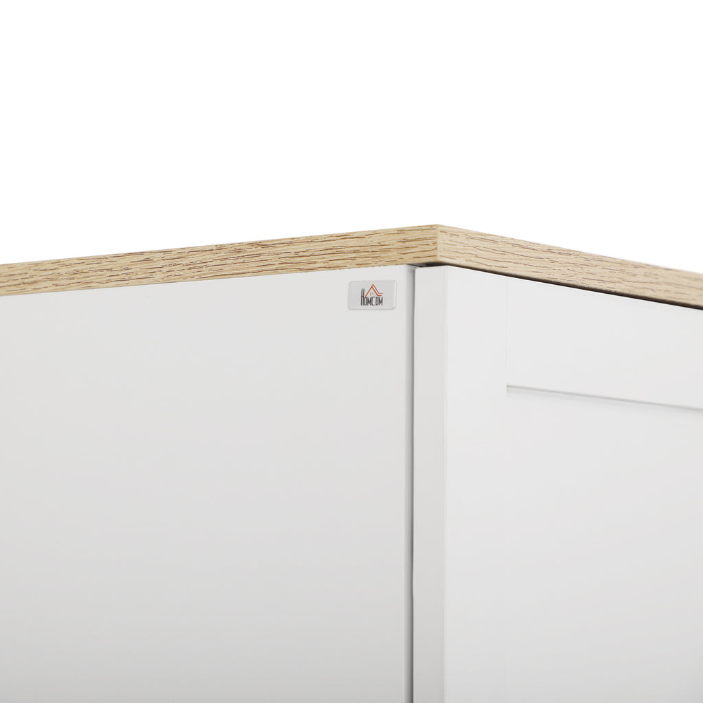 Armoire de cuisine hauteur 170 cm buffet haut avec 4 portes et étagères ajustable, design moderne, blanc-7
