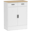 Buffet, meuble de rangement avec 2 portes, 2 tiroirs et étagère réglable, 68,6 x 35 x 90,3 cm, bois naturel et blanc-0