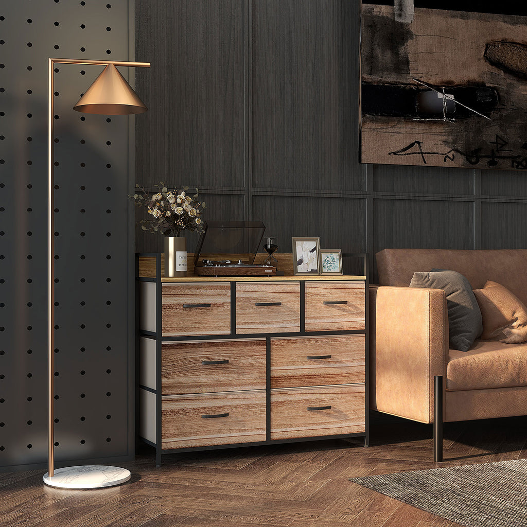 Commode 7 tiroirs meuble de rangement tiroir en tissu pliant - structure acier noir - 98 x 29 x 85 cm-1