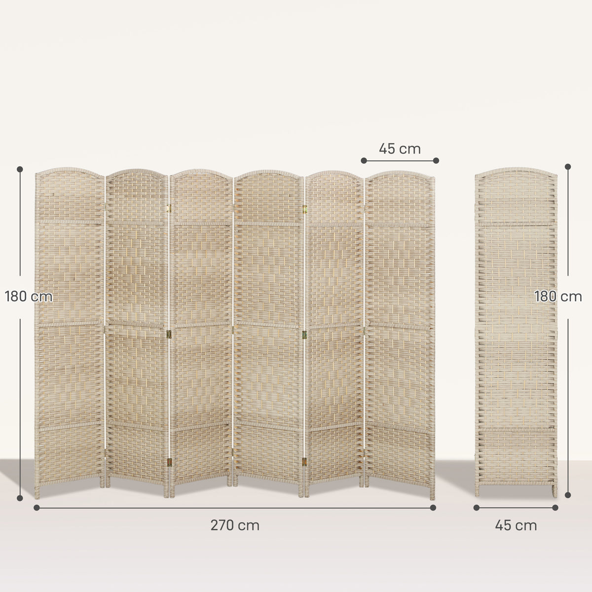 Paravent intérieur en bois 6 panneaux séparateur de pièce pliable pour salon chambre 270 x 180 cm Chêne-2