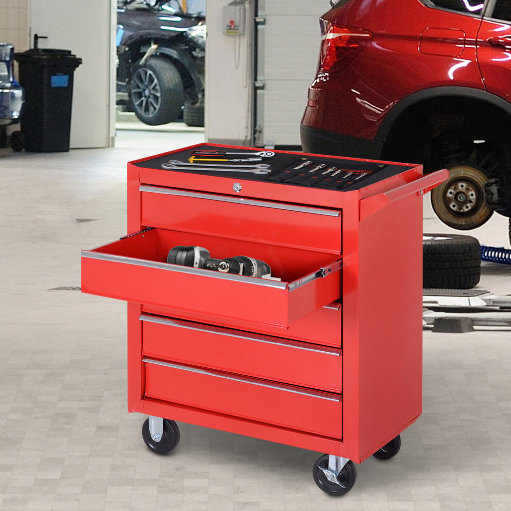 Chariot à outils sur roulettes pour atelier avec 5 tiroirs verrouillable 2 clés acier 69 x 33 x 75 cm rouge-9