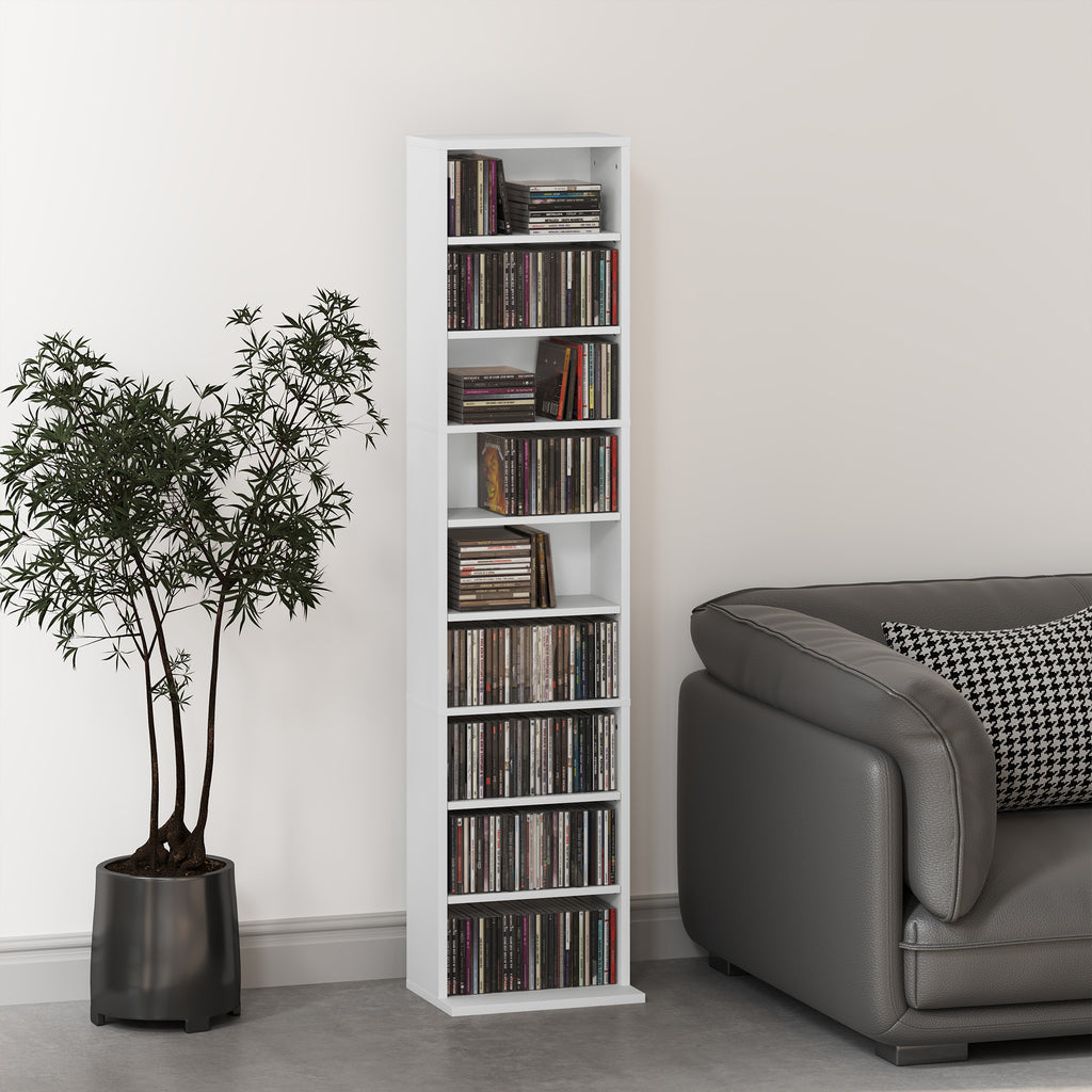 Rangements pour CD et DVD 9 compartiments et 6 étagères réglables capacité max. 260 CD/120 DVD 33 x 24 x 140 cm blanc-9