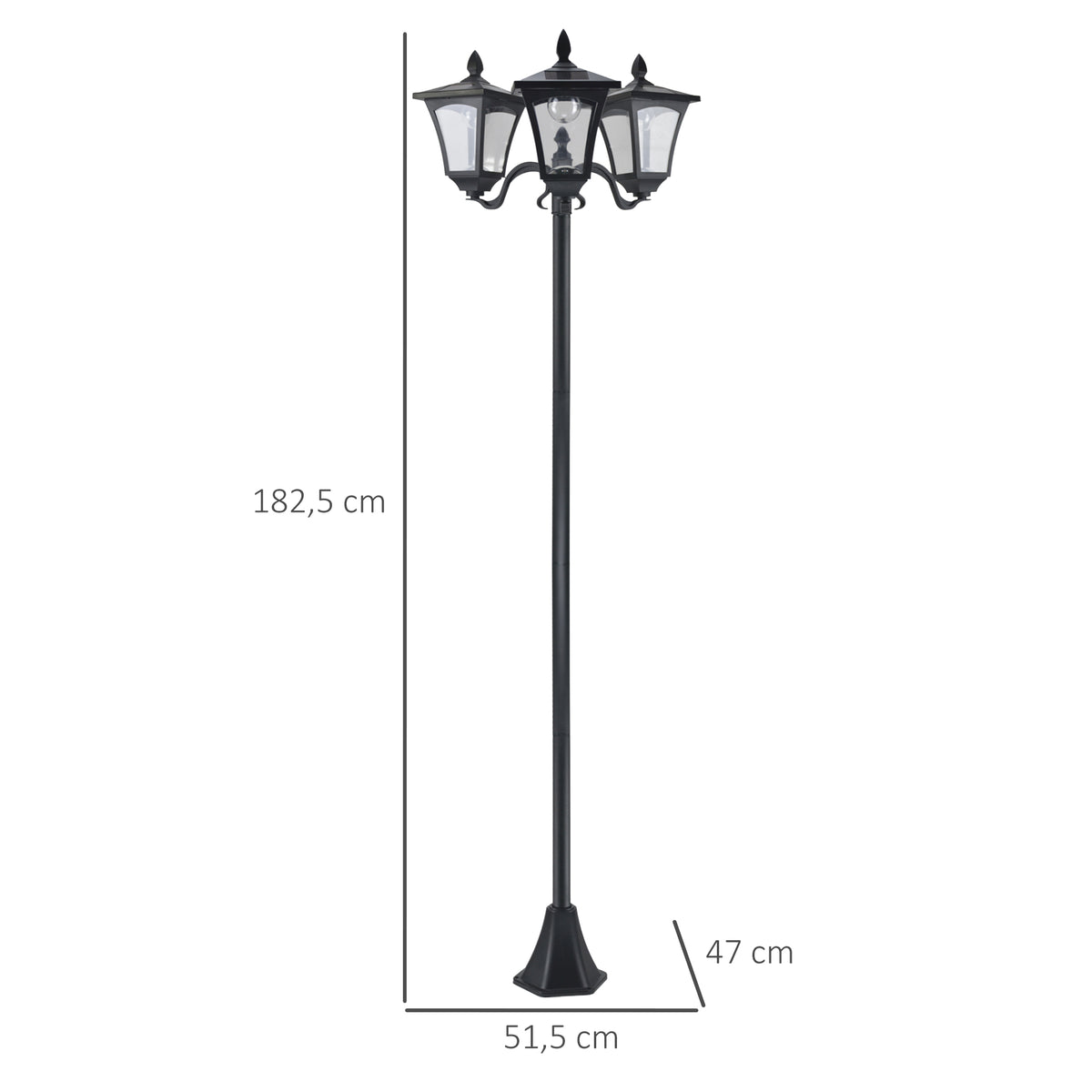 Lampadaire de jardin extérieur à LED solaire avec capteurs 3 abat-jours - H.182.5 cm - IP44-2