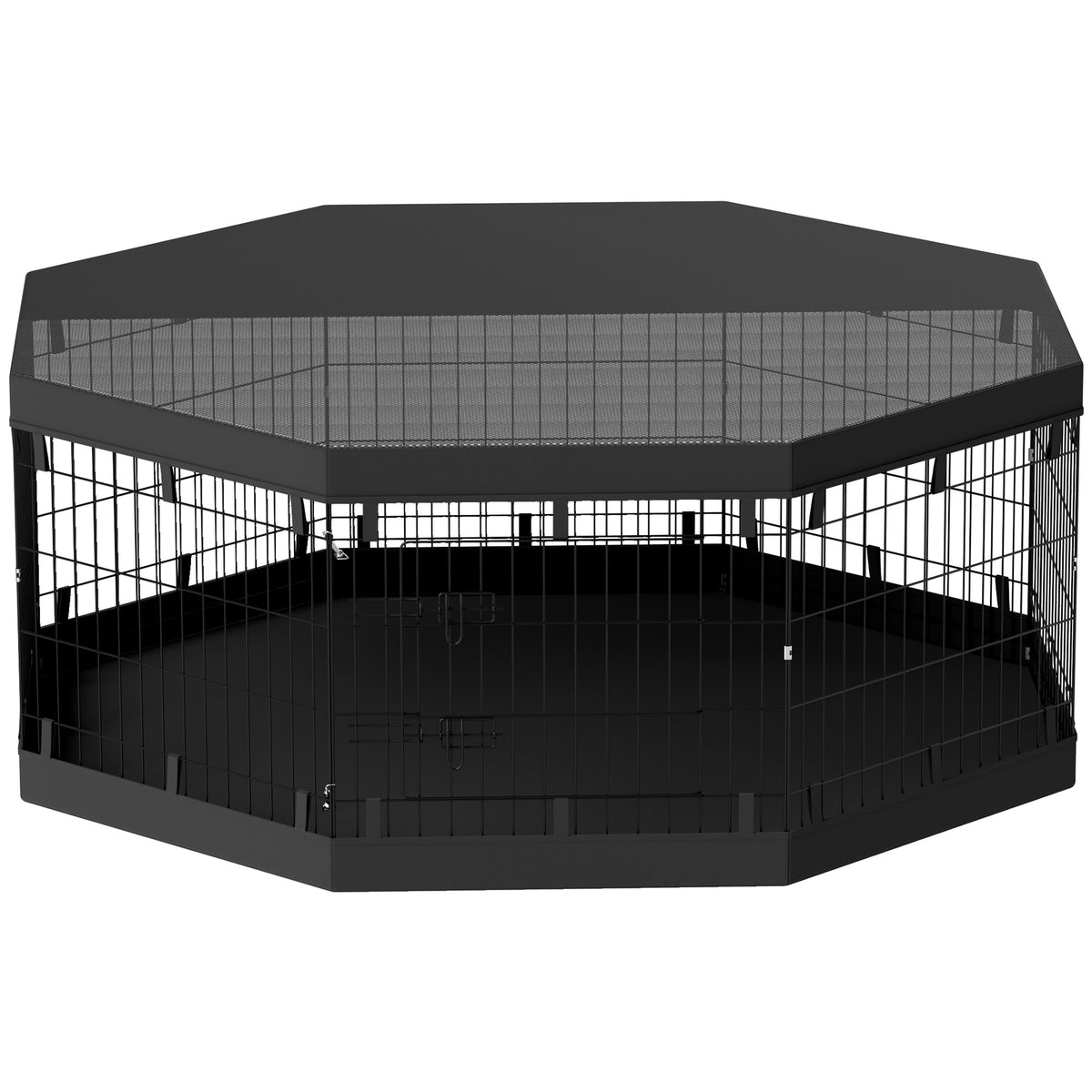 Parc pour chien enclos chien intérieur 8 panneaux pliables avec porte pour chiots acier 61l x 61H cm noir-0