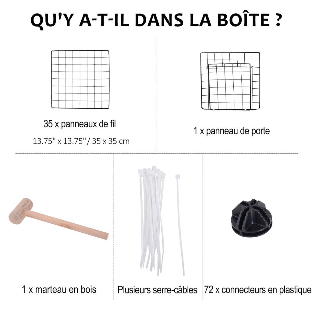 Cage parc clôture pour animaux domestiques enclos pour petits animaux 146 x 73 x 73 cm modulable 2 niveaux 36 panneaux bords arrondis fil en acier noir-5
