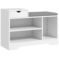 Meuble et banc à chaussures 1 tiroir et 3 compartiments, capacité 5 paires MDF, 76,5L x 30D x 52H cm-0