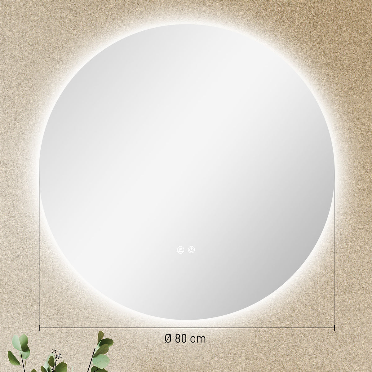 Miroir rond lumineux LED de salle de bain Ø 80 cm mural avec éclairage interrupteur tactile système antibuée-2