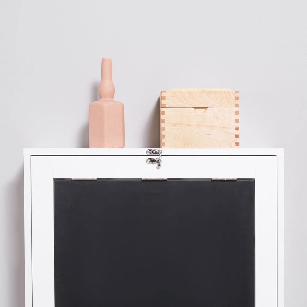 Bureau Mural Pliable Table Murale Rabattable Suspendue sur Pied étagère + Tableau à Craie intégré MDF Blanc-7