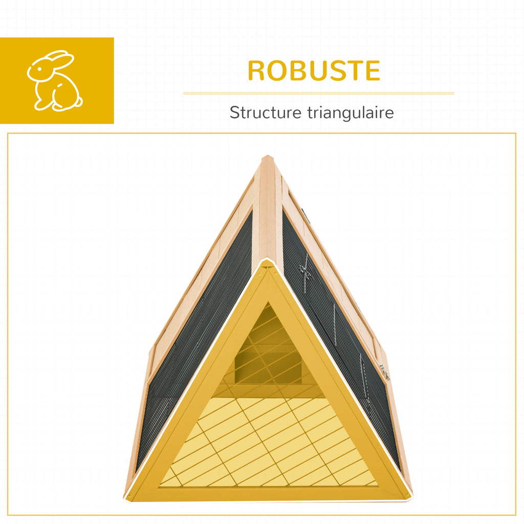 Clapier triangulaire de sol enclos extérieur niche double porte convient aux lapins poules tortue terrestre dim. 116L x 62,2l x 52,5H cm bois massif pin-5