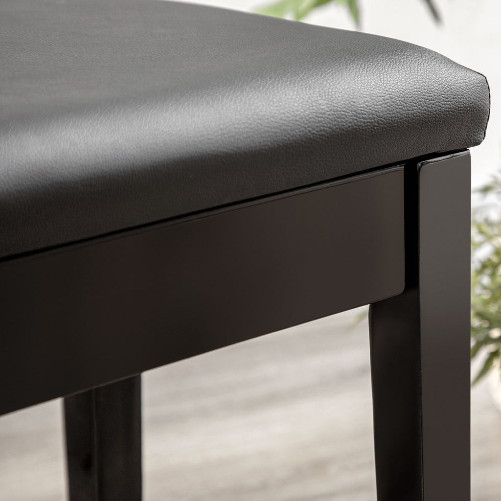 Banc pour piano avec assise rembourrée pieds en bois massif revêtement synthétique 75 x 35 x 49 noir-7