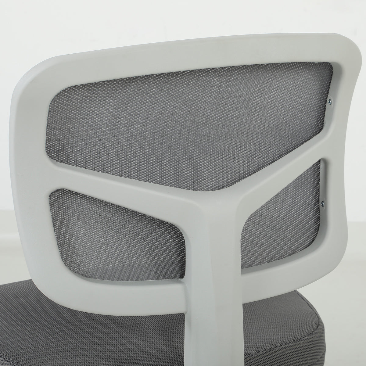Chaise de Bureau Ergonomique Sans Accoudoirs, Fauteuil de Bureau Pivotant, Dossier Courbé en Maille et Roulettes, Gris-9